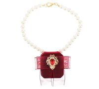 NOLITOY Collier pour Chien S 25 Cm Boîte à Bagues Rouge Profond, Pendentif Nœud Élégant, Accessoire pour Mariage, Fiançailles et Cérémonie, Tenue Légère et Confortable pour Petit Chien