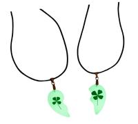 NOLITOY Collier Trefle Simple Faits Main avec Specimen de Fleurs Sechees Pendentif Naturel Delicat pour Fille Bijoux de Journee