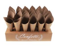 NOLITOY Cornets en Papier Kraft Brun pour Confettis de Mariage, 24 Emplacements sur Plateau 30 Cônes de Pétales Décoratifs, Support Conique pour Fêtes et Événements, Accessoires