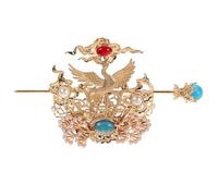 NOLITOY Couronne de Cheveux Hanfu Homme Traditionnelle en Alliage de Pierres Précieuses Doré, Accessoire Coiffure Chinois Rétro pour Cosplay et Spectacles, Style Palais Antique, Taille