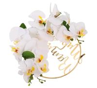 NOLITOY Couronne de Fleurs Artisanale pour L'aïd Moubarak Décoration de Porte Ronde 30 Cm, Couleur Naturelle Décorations de L'aïd Ramadan pour Maison et Événements Festifs