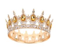 NOLITOY Couronne de Mariée Baroque Rétro Strass Cristal Diadème de Reine avec Eau et Rondes Accessoire Cheveux pour Mariage Anniversaire Princesse et Soirée Mascarade