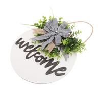 NOLITOY Couronne de Printemps pour Porte Entrée Plaque de Bienvenue Bois Décoration Murale Rustique avec Nœud Élégant Panneau Rond à Suspendre pour Intérieur