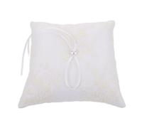 NOLITOY Coussin D’Alliances en Satin Blanc Brodé Perles Coussin Carré 15X15 CM pour Mariage Accessoire Élégant Cérémonie et Décoration Européenne