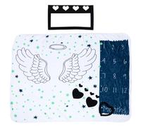 NOLITOY Couverture Mensuelle pour Bébé en Flanelle Douce Tapis Photo Souvenir 1 à 12 Mois Cadre Cœur Noir et Ailes Décoratives Couverture Photo et Suivi de Croissance