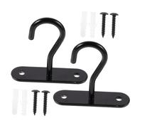 NOLITOY Crochets De Plafond pour Plantes Suspendues en Fer Noir, Lot De 2 Sets De Vis Et Chevilles, Suspendre Intérieure Et Extérieure, Support Mural Robuste pour Jardinières Et Paniers