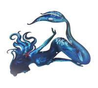 NOLITOY Décoration Murale En Métal Sirène Pour Jardin Et Terrasse, Assise, Résistante Extérieure Et Intérieure, Art Mural Océan Décor Piscine, Décoration Murale Extérieure