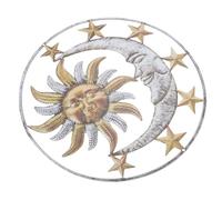 NOLITOY Décoration Murale Métal Soleil Lune Jaune Ornement Suspendu Fer Forgé pour Salon Couloir Jardin Intérieur et Extérieur Accessoire Mural Artistique