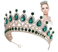 NOLITOY Diadème Baroque en Alliage de Zinc Doré avec Cristaux Tiare de Mariée et Couronne de Bal Accessoire pour Anniversaire et Costume Couleur Or Vert Léger et Polyvalent pour
