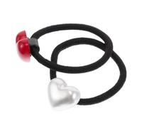 NOLITOY Élastiques Pour Cheveux Épais De Cœur 2 Pièces, Forte Élasticité, Doux Sans Dommage, Pour Femmes Et Filles, Usage Quotidien Et Sport, Couleurs Rouge Et Blanc