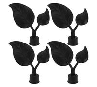 NOLITOY Embouts Décoratifs pour Tringle à Rideaux 4 Pièces en Plastique Motif Feuille Double Face Finition Classique Noire Accessoires pour Tringle à Rideaux Roman Installation Facile