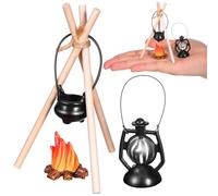 NOLITOY Ensemble d'Accessoires Miniatures pour Maison de Poupée - Kit Camping Feu de Camp Miniature en Bois - Décor de Scène Hivernale pour Photographie Modèle Micro pour Décor Maison