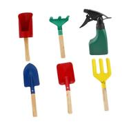NOLITOY Ensemble de 6 Outils de Jardinage pour Garçon et Filles Comprenant Pelle Pointue, Pelle Carrée, Râteau, Fourche à Trois Dents, Truelle et Arrosoir, Matériaux Couleur Aléatoire
