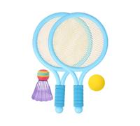 NOLITOY Ensemble de Badminton pour Garçon et Filles 3, 2 Raquettes Légères Bleues Poignée Antidérapante, 2 Volants Aléatoires, Kit Sport de Plein Air pour Jeu et Couleur Aléatoire