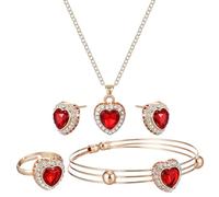 NOLITOY Ensemble de Bijoux Élégant Collier de Cœur en Alliage Rouge ou Bracelet Créatif Saint-valentin Anniversaire