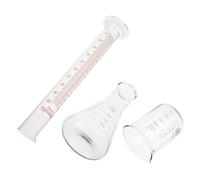 NOLITOY Ensemble D'outils Pédagogiques Scientifiques en Verre - Bécher Gradué 250 Ml, Fiole Conique 250 Ml, Cylindre Gradué 100 Ml - Verre Résistant Chimiquement, Échelle Lisible, Mesure
