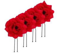NOLITOY Épingles à Cheveux Décoration Élégante Forme Rose Lot de 4 en Tissu Rouge Accessoires Cheveux Rétro et Délicats pour Mariages et Lunes de Miel