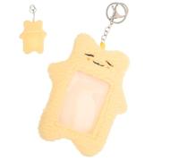 NOLITOY Étui à Cartes en Peluche Porte-Carte de Bus Multifonction en Peluche Jaune Porte-clés Protection pour Cartes D’identité pour Femme Usage Quotidien en Ville Format Compact