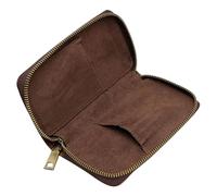 NOLITOY Étui de Voyage Design Ergonomique Protecteur Fermeture Éclair en Cuir de Vachette Couleur Café pour Montre pour Homme et Femme en Déplacement Professionnel