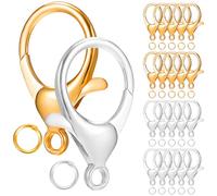 NOLITOY Fermoirs Mousqueton Soi-même 50 Pièces Doré 50 Pièces Argenté Anneaux Fermés, Accessoires de Bijouterie pour Kit Fabrication Bracelet et Collier DIY