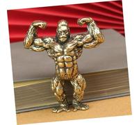 NOLITOY Figurine Gorille Vintage Laiton Massif Sculpture de Gorille Musclé pour Décoration de Bureau Ornement Compact et Cadeau Original et Élégant
