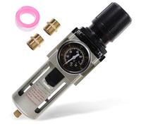 NOLITOY Filtre Séparateur Air/eau pour Compresseur D'air Pneumatique avec Régulateur de Pression Intégré, Manomètre Numérique Précis, Polymère Résistant la Chaleur, Accessoire