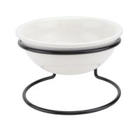 NOLITOY Gamelle en Céramique pour Animaux Support en Fer Simple et Double Usage, Bol pour Chien et Chat, Design Compact Noir et Blanc, Alimentation Pratique pour Petits Animaux,