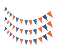 NOLITOY Guirlande de Fanions en Papier Bleu et Orange Banderole Triangulaire 12 Pièces Lot de 3 Guirlandes pour Décoration de Fête D’Anniversaire Extérieure et Carnaval Accessoires