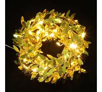 NOLITOY Guirlande Lumineuse Intérieure 20 LED 2 Mètres à Feuilles Dorées Lumière Décorative pour Chambre à Coucher Guirlandes Lumineuses Murales sans Piles Décoration Festive Noël et