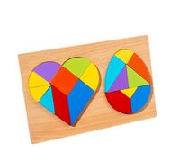 NOLITOY Jeu de Puzzle Tangram en Bois 1 Set Formes Cœur et Œuf, Éducatif Interactif pour Garçon et Filles, Développement Coordination Œil-Main et Créativité, Puzzle Montessori pour Filles
