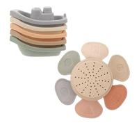 NOLITOY Jouets de Bain Empilables pour Tout-Petits avec Bateau Flottant et Gobelets Gigognes Aquatique Sécurisé Plastique pour Garçon Fille Cadeau Éducatif pour Garçon Fille