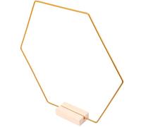 NOLITOY Kit de 1 Cercle Métallique Doré 30 CM X 3 MM avec Base en Bois Naturel Hexagonale pour Décoration de Fleur DIY Centre de Table Mariage Cadre de Couronne Multifonction Support