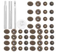 NOLITOY Kit de Boutons-Pression en Cuivre Antique 20 Pièces avec Outil de Pose Complet pour Vêtements Paquet et Toiles - Boutons-Pression Robustes sans Couture Fixation Précise et Usage
