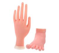 NOLITOY Kit Pratique Nail Art Modèle de Main Gauche et Pied Flexible 2pcs pour Formation en Manucure et Pédicure Professionnelle Couleur Aléatoire