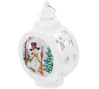 NOLITOY Lanterne Tempête Lumineuse de Noël Blanche en Plastique Petite Décoration de Table Festive pour Intérieur et Extérieur Ornement Lumineux de Fête Emballage Individuel