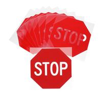 NOLITOY Lot de 10 Autocollants Stop Rouges Auto-adhésifs 10x10 Cm, Panneaux D’arrêt de Sécurité Routière Haute Visibilité, Adaptés Usage Intérieur et Extérieur, Signalisation