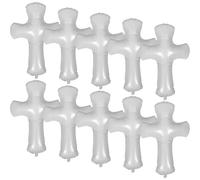 NOLITOY Lot de 10 Ballons Croix en PVC Blanc 3D pour Décoration de Baptême et Première Communion Ballon Décoratif Religieux Réutilisable pour Célébrations Intérieures et Extérieures