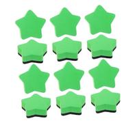 NOLITOY Lot de 12 Mini Gommes Magnétiques en Feutre EVA D’Étoile Verte pour Tableau Blanc et Noir Effaceurs Portables pour Fournitures Scolaires Bureau et Maison