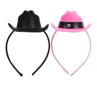 NOLITOY Lot de 2 Bandeaux de Cowgirl Mini Chapeau Noir et Rose Serrage-Tête Costume Rétro Western Accessoires Déguisement Fête à Thème Carnaval Anniversaire Soirée Costumée