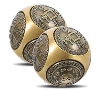 NOLITOY Lot de 2 Boules Chinoises Baoding 36 Mm en Laiton Gravé Hexagonal, Boules D'exercice pour Mains Anti-stress, Renforcement Doigts et Relaxation, Accessoires de Massage Feng Shui