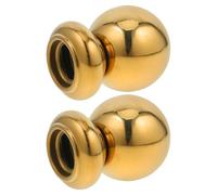 NOLITOY Lot de 2 Embouts de Rampe D'escalier en Acier Inoxydable Doré 51 Mm Boules Décoratives Rondes pour Balustres, Ornement pour Poteau de Garde-corps Intérieur, Accessoires Robustes