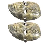 NOLITOY Lot de 2 Masques Vénitiens Intégraux Rétro en Métal Doré Gravé Masques de Bal Masqué pour Soirée Costumée Carnaval et Cortège Nuptial Accessoire Vintage pour Femmes et Hommes