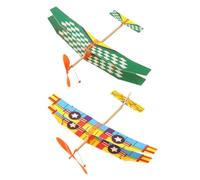 NOLITOY Lot de 2 Modèles d'Avions Planeurs à Double Aile à Propulsion par Élastique Volant en Mousse Léger et Solide Éducatif pour Assembler pour Jeux en Extérieur Garçon et Filles