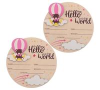 NOLITOY Lot de 2 Panneaux de Naissance Ronds en Bois Rose Souvenirs de Naissance Bébé Unisexes avec Motifs 3D Nuages Étoiles et Montgolfière Accessoires Photo pour Séance Mensuelle et