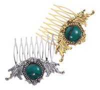 NOLITOY Lot de 2 Peignes à Cheveux Latéraux en Alliage Incrustations de Résine et Strass, Couleurs Bronze Antique et Argenté Antique, Accessoires Coiffure Féminins Décoratifs pour Usage