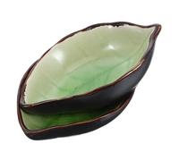 NOLITOY Lot de 2 Porte-Cuillères en Céramique Vert Clair de Feuille Repose-Cuillère Compact pour Ustensiles Cuisine Coupelle à Sauce Pratique pour Plan de Travail Décoration Champêtre