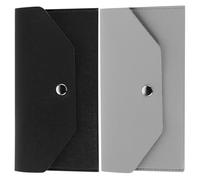 NOLITOY Lot de 2 Portefeuilles Femme en PU Mini Porte-Monnaie Compact Noir et Gris Pochette Portefeuille Bouton-Pression Organiseur Cartes et Monnaie pour Sorties Shopping et Voyages