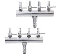 NOLITOY Lot de 2 Répartiteurs D’air Réglables en Acier Inoxydable 8 Sorties 4 Mm pour Pompe à Air D’Aquarium, Vanne de Contrôle Indépendante pour Distribution D’oxygène Optimale