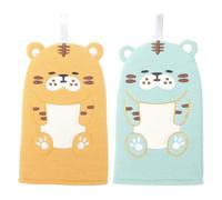 NOLITOY Lot de 2 Serviettes de Bain Exfoliantes pour Garçon et Filles Motifs Tigre Bleu et Jaune en Tissu Doux et Souple pour Toilette et Soin Délicat du Corps Adaptées à Bébé et