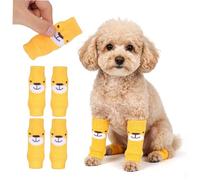 NOLITOY Lot de 2 Sets de Sets de Paires de Guêtres pour Chiens en Coton et Polyester Jaunes, Antidérapantes et Protectrices Le Froid Neige, Adaptées aux Chiots de 1,5 à 4 Kg